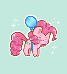 Size: 1080x1200 | Tagged: safe, artist:typhwosion, imported from derpibooru, pinkie pie, earth pony, pony, :3, :p, balloon, blushing, chibi, floating, solo, then watch her balloons lift her up to the sky, tongue out