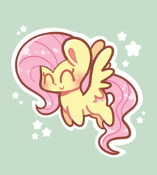 Size: 1080x1200 | Tagged: safe, artist:typhwosion, imported from derpibooru, fluttershy, pegasus, pony, blushing, chibi, eyes closed, smiling, solo