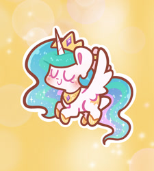 Size: 1080x1200 | Tagged: safe, artist:typhwosion, imported from derpibooru, princess celestia, alicorn, pony, blushing, chibi, eyes closed, smiling, solo