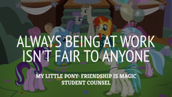 Size: 1920x1080 | Tagged: safe, edit, edited screencap, editor:quoterific, imported from derpibooru, screencap, maud pie, mudbriar, silverstream, starlight glimmer, sunburst, terramar, trixie, earth pony, hippogriff, pony, unicorn, student counsel, 2022, brother and sister, butt, female, frown, jewelry, lesson, male, mare, necklace, open mouth, plot, siblings, stallion, teenager