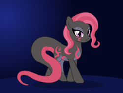 Size: 2948x2223 | Tagged: safe, artist:badumsquish, derpibooru exclusive, imported from derpibooru, trixie, hybrid, monster pony, pony, alternate cutie mark, alternate hair color, alternate hairstyle, bedroom eyes, eyeliner, eyeshadow, female, gradient background, long tail, looking at you, makeup, pokémon, ponified, ponymon, race swap, salazzle, show accurate, slit pupils, smiling, smirk, solo, species swap, tail, two toned coat