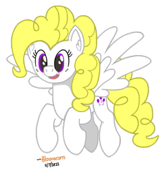 Size: 1035x1064 | Tagged: safe, artist:bloonacorn, imported from derpibooru, surprise, pegasus, pony, adoraprise, cute, female, flying, g1, g1 to g4, g4, generation leap, mare, open mouth, open smile, simple background, smiling, spread wings, surprise can fly, transparent background, wings