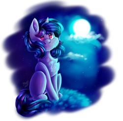 Size: 1752x1724 | Tagged: safe, artist:prettyshinegp, imported from derpibooru, oc, oc only, pony, unicorn, chest fluff, female, full moon, horn, mare, moon, outdoors, simple background, smiling, solo, transparent background, unicorn oc