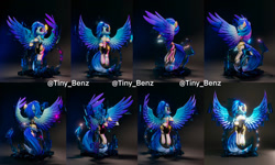 Size: 1280x766 | Tagged: safe, artist:tinybenz, imported from derpibooru, oc, oc only, pegasus, pony, 3d, craft, cute, feathered wings, figurine, looking at something, multiple angles, oc name needed, pegasus oc, photo, sculpture, signature, solo, spread wings, tail, turnaround, wings