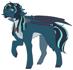 Size: 1603x1550 | Tagged: safe, artist:eggoatt, imported from twibooru, oc, oc only, unnamed oc, bat pony, pony, beard, ear piercing, earring, facial hair, glasses, image, jewelry, male, necklace, piercing, png, profile, simple background, solo, stallion, transparent background, unshorn fetlocks