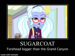 Size: 1613x1215 | Tagged: safe, edit, edited screencap, imported from derpibooru, screencap, sugarcoat, human, dance magic, equestria girls, spoiler:eqg specials, caption, clothes, crystal prep academy uniform, cute, demotivational poster, glasses, meme, pigtails, school uniform, solo, text