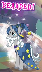 Size: 362x621 | Tagged: safe, imported from derpibooru, star swirl the bearded, pony, unicorn, gameloft, male, meme, solo, sparkly, stallion, wow! glimmer