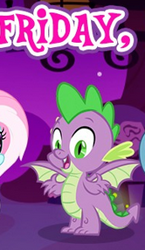 Size: 166x286 | Tagged: safe, imported from derpibooru, spike, dragon, clothes, friday, gameloft, happy, male, meme, solo, winged spike, wings, wow! glimmer
