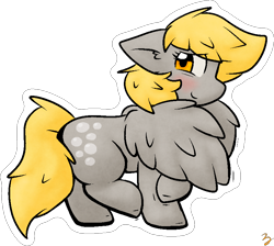 Size: 810x725 | Tagged: safe, artist:zutcha, imported from derpibooru, derpy hooves, pegasus, pony, blushing, simple background, solo, transparent background