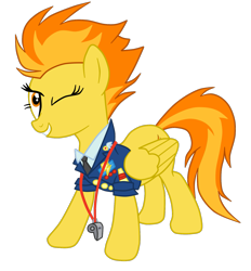 Size: 1473x1588 | Tagged: safe, artist:gmaplay, imported from derpibooru, spitfire, pegasus, pony, clothes, female, mare, necktie, one eye closed, simple background, solo, spitfire's whistle, transparent background, uniform, vector, whistle, wonderbolts dress uniform