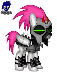 Size: 3008x3966 | Tagged: safe, artist:damlanil, imported from derpibooru, oc, oc:storm cloud, pegasus, pony, armor, commission, female, helmet, mare, mind control, show accurate, simple background, solo, sombra soldier, transparent background, vector, wings