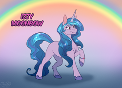 Size: 1400x1006 | Tagged: safe, artist:sunny way, imported from derpibooru, izzy moonbow, pony, unicorn, cute, female, g5, horn, mare, rainbow, smiling, solo