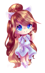Size: 1233x1972 | Tagged: safe, alternate version, artist:prettyshinegp, imported from derpibooru, oc, oc only, oc:gabby, human, clothes, dress, eared humanization, female, humanized, jewelry, necklace, simple background, smiling, solo, transparent background