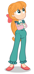 Size: 704x1502 | Tagged: safe, artist:luckreza8, color edit, edit, edited edit, editor:michaelsety, imported from twibooru, megan williams, human, equestria girls, equestria girls series, rollercoaster of friendship, bow, clothes, colored, crossed arms, diaper, diaper edit, diaper fetish, diaper under clothes, female, fetish, human coloration, humanized, image, light skin, light skin edit, overalls, pants, png, ponytail, realism edits, shirt, shoes, simple background, skin color edit, solo, transparent background, underwear, underwear edit, underwear swap