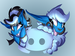 Size: 2000x1500 | Tagged: safe, artist:starcasteclipse, imported from derpibooru, oc, oc:starcast, pony, discord (program), duo, smiling, unknown species