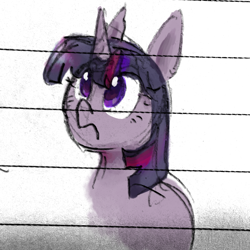 Size: 956x957 | Tagged: safe, artist:metaruscarlet, imported from derpibooru, twilight sparkle, pony, unicorn, colored, doodle, lined paper, solo, traditional art, unicorn twilight