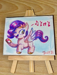 Size: 1536x2048 | Tagged: safe, artist:jowyb, imported from derpibooru, pipp petals, pegasus, pony, canvas, commission, g5, irl, photo, traditional art