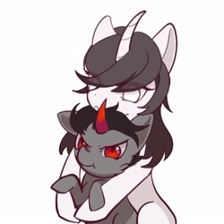 Size: 1600x1600 | Tagged: safe, imported from derpibooru, king sombra, oc, oc:taoyvfei, umbrum, unicorn, baby, colt, colt sombra, foal, horn, male, simple background, unicorn oc, white background