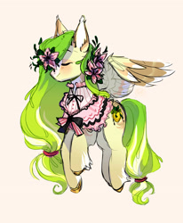 Size: 2203x2677 | Tagged: safe, artist:pandachenn, imported from derpibooru, oc, pegasus, pony, clothes, flower, flower in hair, solo