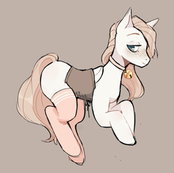 Size: 4137x4097 | Tagged: safe, artist:pandachenn, imported from derpibooru, oc, pegasus, pony, clothes, collar, corset, socks, solo, stockings, thigh highs