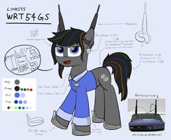 Size: 3239x2652 | Tagged: safe, artist:sheeppony, imported from derpibooru, oc, oc only, earth pony, pony, ponified, router, solo