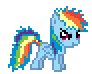 Size: 92x74 | Tagged: safe, imported from derpibooru, rainbow dash, pegasus, pony, angry, animated, blinking, desktop ponies, eyes closed, female, filly, filly rainbow dash, loop, pixel art, simple background, sprite, stare, transparent background, younger