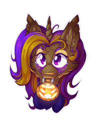 Size: 2550x3300 | Tagged: safe, artist:mychelle, imported from derpibooru, oc, oc only, pony, unicorn, bust, female, mare, portrait, pumpkin bucket, simple background, solo, transparent background