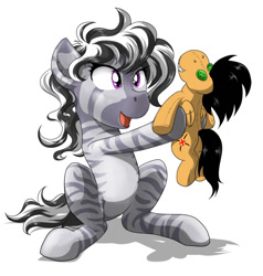 Size: 760x800 | Tagged: safe, artist:doomy, imported from derpibooru, oc, oc only, oc:limrei, zebra, female, plushie, simple background, solo, white background, zebra oc