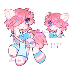 Size: 1905x1895 | Tagged: safe, artist:whohwo, imported from derpibooru, oc, oc only, earth pony, pony, bag, clothes, duo, earth pony oc, freckles, glasses, hair over one eye, saddle bag, simple background, smiling, socks, striped socks, transgender, white background