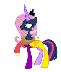 Size: 475x555 | Tagged: safe, princess luna, alicorn, alternate hairstyle, clothes, cosplay, costume, dyed coat, dyed mane, dyed tail, implied big macintosh, implied cheerilee, implied fluttershy, implied twilight sparkle, nightmare night, nightmare night costume