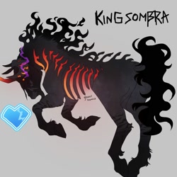 Size: 2000x2000 | Tagged: safe, artist:ghoulhowls, imported from derpibooru, king sombra, pony, umbrum, unicorn, butt, dark magic, magic, plot, prancing, simple background, solo, sombra eyes