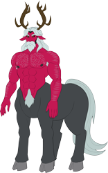 Size: 2356x3767 | Tagged: safe, artist:sparks220stars, idw, imported from derpibooru, king vorak, centaur, taur, abs, antlers, armpit hair, beard, chest hair, clothes, cloven hooves, colored hooves, facial hair, male, male nipples, muscles, muscular male, nipples, nudity, partial nudity, pecs, pubic fluff, simple background, solo, topless, transparent background