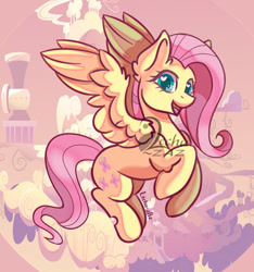 Size: 500x535 | Tagged: safe, artist:lechu-zaz, imported from derpibooru, fluttershy, pegasus, pony, cloud, cloudsdale, cute, female, flying, heart, heart eyes, looking at you, mare, obtrusive watermark, open mouth, open smile, outdoors, shyabetes, smiling, solo, spread wings, three quarter view, watermark, wingding eyes, wings