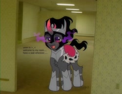 Size: 2048x1578 | Tagged: safe, artist:ghoulhowls, imported from derpibooru, king sombra, pony, unicorn, armor, cape, clothes, cute, dialogue, looking at you, male, solo, sombra eyes, sombradorable, text, the backrooms