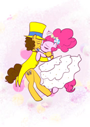 Size: 1280x1810 | Tagged: safe, artist:vigasartroom, imported from derpibooru, cheese sandwich, pinkie pie, earth pony, pony, 2019, cheesepie, female, kiss on the lips, kissing, male, mare, old art, shipping, stallion, straight