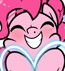 Size: 461x504 | Tagged: safe, artist:paperbagpony, imported from derpibooru, pinkie pie, earth pony, pony, blushing, cute, daaaaaaaaaaaw, diapinkes, eyes closed, female, happy, heart, mare, smiling