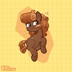 Size: 2000x2000 | Tagged: safe, artist:seasemissary, imported from derpibooru, oc, oc:pumpkin roll, earth pony, pony, chibi, female, mare, solo