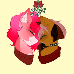 Size: 1000x1000 | Tagged: safe, artist:thieftea, imported from derpibooru, oc, pony, collar, commission, mistletoe, ych result