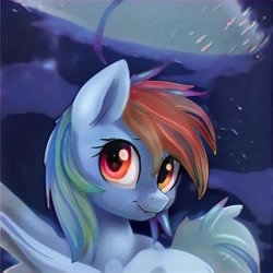 Size: 1024x1024 | Tagged: safe, imported from derpibooru, rainbow dash, pegasus, pony, ai content, ai generated, bust, generator:thisponydoesnotexist, not rainbow dash, portrait, solo