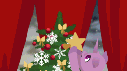Size: 640x360 | Tagged: safe, artist:rumista, imported from derpibooru, oc, pony, animated, christmas, christmas tree, commission, decorating, duo, gif, holiday, snow, snowfall, tree, winter, your character here