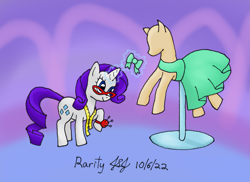 Size: 1257x915 | Tagged: safe, artist:jobeevrai, imported from derpibooru, rarity, unicorn, carousel boutique, clothes, craft, dress, glasses, glasses rarity, levitation, magic, mannequin, ponyquin, telekinesis