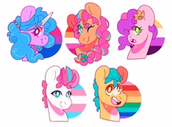Size: 4096x3028 | Tagged: safe, artist:cocopudu, imported from derpibooru, hitch trailblazer, izzy moonbow, pipp petals, sunny starscout, zipp storm, earth pony, pegasus, pony, unicorn, bisexual pride flag, bisexuality, cute, female, g5, gay pride flag, high res, lesbian, lesbian pride flag, male, mare, nonbinary, nonbinary pride flag, pride, pride flag, simple background, stallion, trans zipp, transgender, transgender pride flag, white background