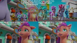 Size: 4400x2475 | Tagged: safe, edit, edited screencap, editor:quoterific, imported from derpibooru, screencap, sugar moonlight, sunny starscout, earth pony, pegasus, pony, unicorn, spoiler:my little pony: make your mark chapter 2, spoiler:myms01e04, ali-conned, filly four, g5, glory (g5), lily (g5), misty brightdawn, my little pony: make your mark, my little pony: make your mark chapter 2, peach fizz, pippsqueak trio, pippsqueaks, rosedust (g5), seashell (g5)