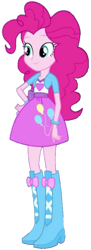 Size: 540x1480 | Tagged: safe, artist:rupahrusyaidi, imported from derpibooru, pinkie pie, equestria girls, boots, clothes, high heel boots, jacket, shirt, shoes, simple background, skirt, solo, transparent background, vest