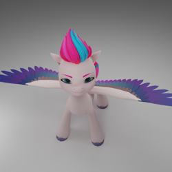 Size: 1920x1920 | Tagged: safe, imported from derpibooru, zipp storm, pegasus, pony, 3d, adorazipp, angry, bust, cute, female, g5, gray background, grin, looking at you, mare, my little pony: a new generation, simple background, smiling, solo