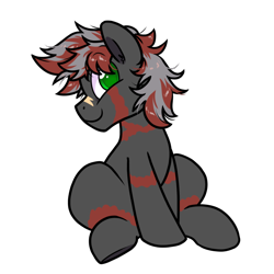 Size: 1300x1300 | Tagged: safe, artist:paperbagpony, imported from derpibooru, oc, oc only, pony, derpibooru community collaboration, 2023 community collab, scar, simple background, sitting, solo, transparent background