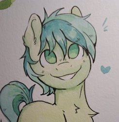 Size: 2009x2048 | Tagged: safe, artist:lightisanasshole, imported from derpibooru, sandbar, earth pony, pony, cute, daaaaaaaaaaaw, heart, high res, male, sandabetes, smiling, solo, traditional art, watercolor painting, wip