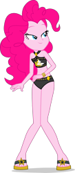 Size: 2178x4984 | Tagged: safe, alternate version, artist:dustinwatsongkx, imported from derpibooru, pinkie pie, human, equestria girls, equestria girls series, accessory swap, bare shoulders, bikini, bikini bottom, clothes, clothes swap, feet, female, sandals, simple background, sleeveless, solo, sunset shimmer swimsuit, sunset shimmer's beach shorts swimsuit, swimsuit, swimsuit swap, transparent background, vector