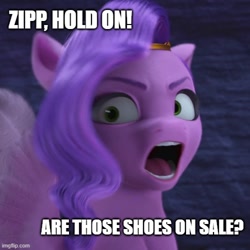 Size: 500x500 | Tagged: safe, edit, edited screencap, imported from derpibooru, screencap, pipp petals, pegasus, pony, spoiler:my little pony: make your mark chapter 2, spoiler:myms01e03, 3d, angry, caption, cropped, female, g5, harry potter (series), image macro, implied zipp storm, mare, meme, movie reference, my little pony: make your mark, my little pony: make your mark chapter 2, open mouth, ponified meme, portrait of a princess, solo, text