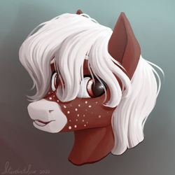 Size: 3200x3200 | Tagged: safe, artist:stardustspix, imported from derpibooru, oc, oc:manumit to the aethers, pegasus, pony, coat markings, facial markings, freckles, male, red eyes, red mane, solo, stallion, white mane